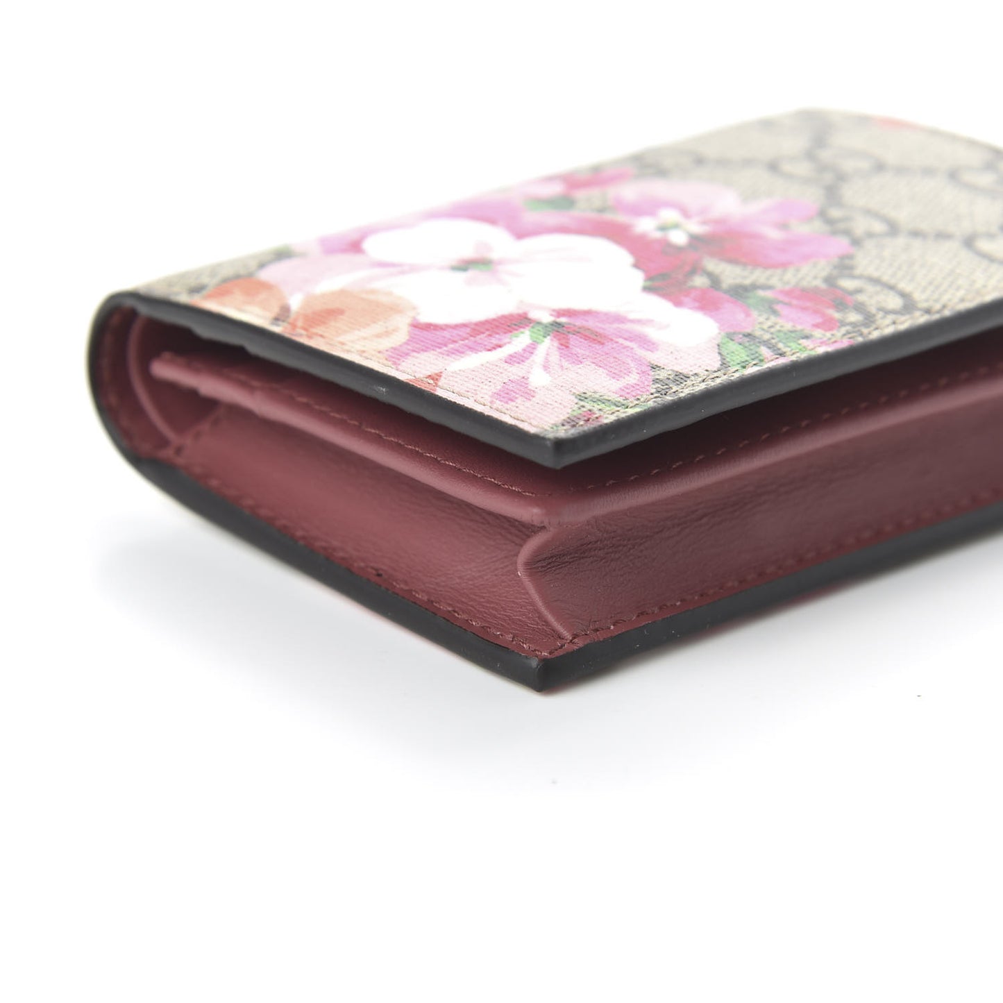 GG Supreme Monogram Blooms Card Case Beige Multicolor Dry Rose