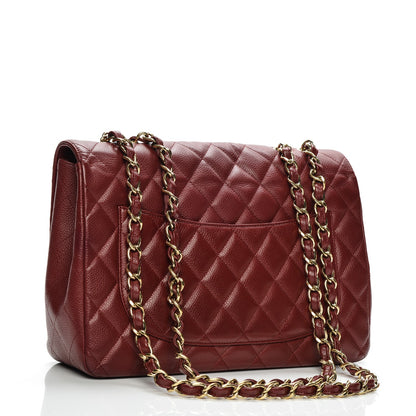 Chanel Caviar Quilted Jumbo Single Flap Dark Red 3 of 7
