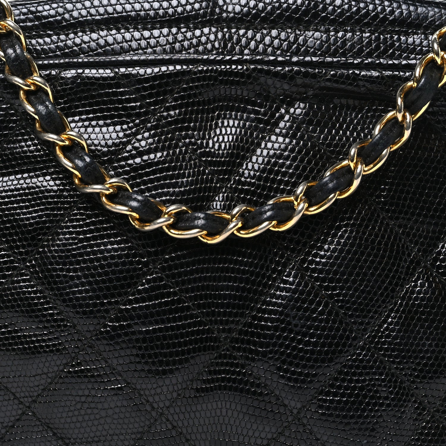 Chanel Lizard Quilted Small Tassel Camera Case Black 9 of 11