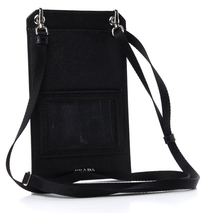 Prada Saffiano Logo Cellphone Case With Strap Black 3 of 6