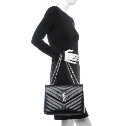 Saint Laurent Calfskin Y Quilted Monogram Medium Loulou Chain Satchel Black 3 of 9