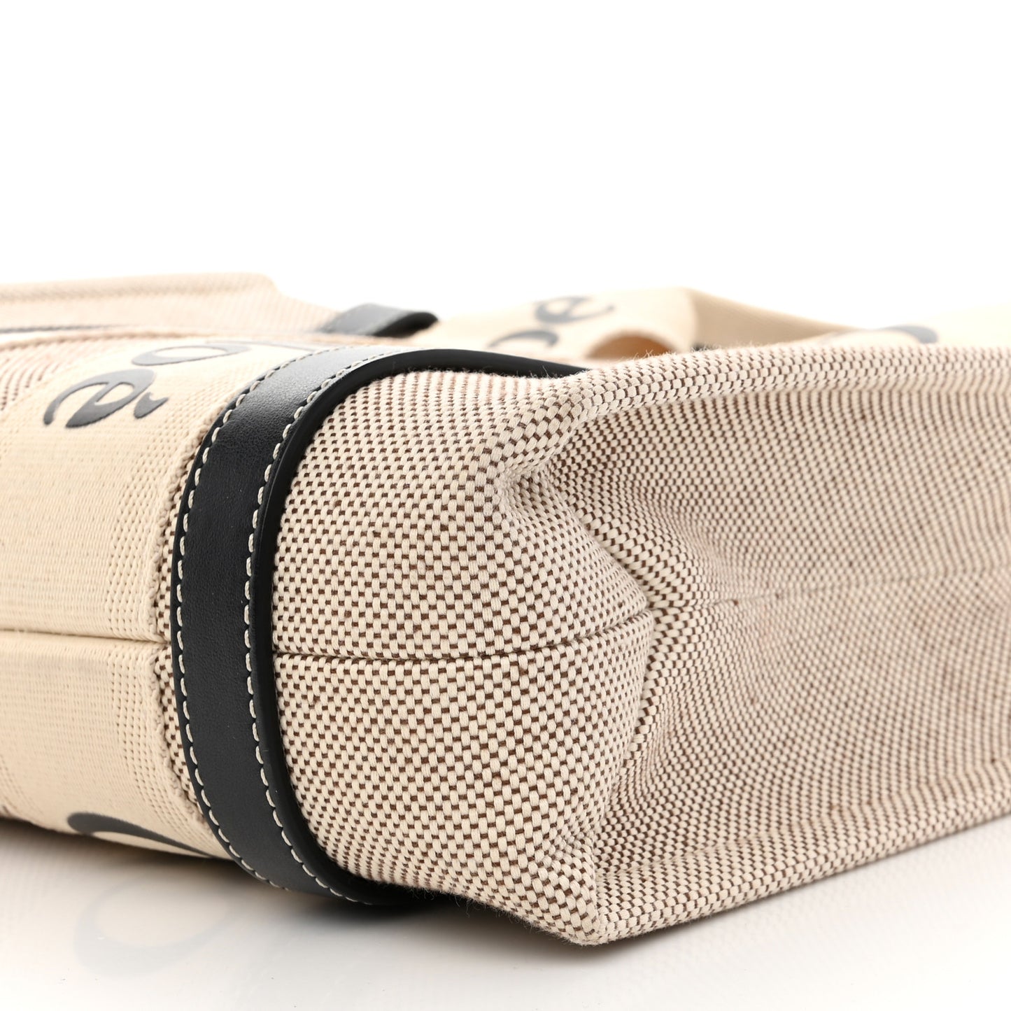 Cotton Calfskin Small Woody Ribbon Tote White