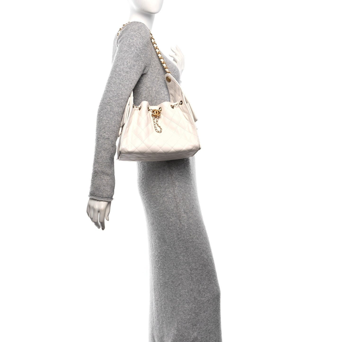 Caviar Quilted Small Chanel 25 Handbag White