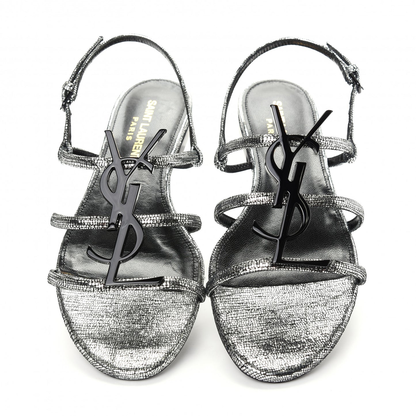 Calfskin Cassandra Monogram Sandals 36 Argento