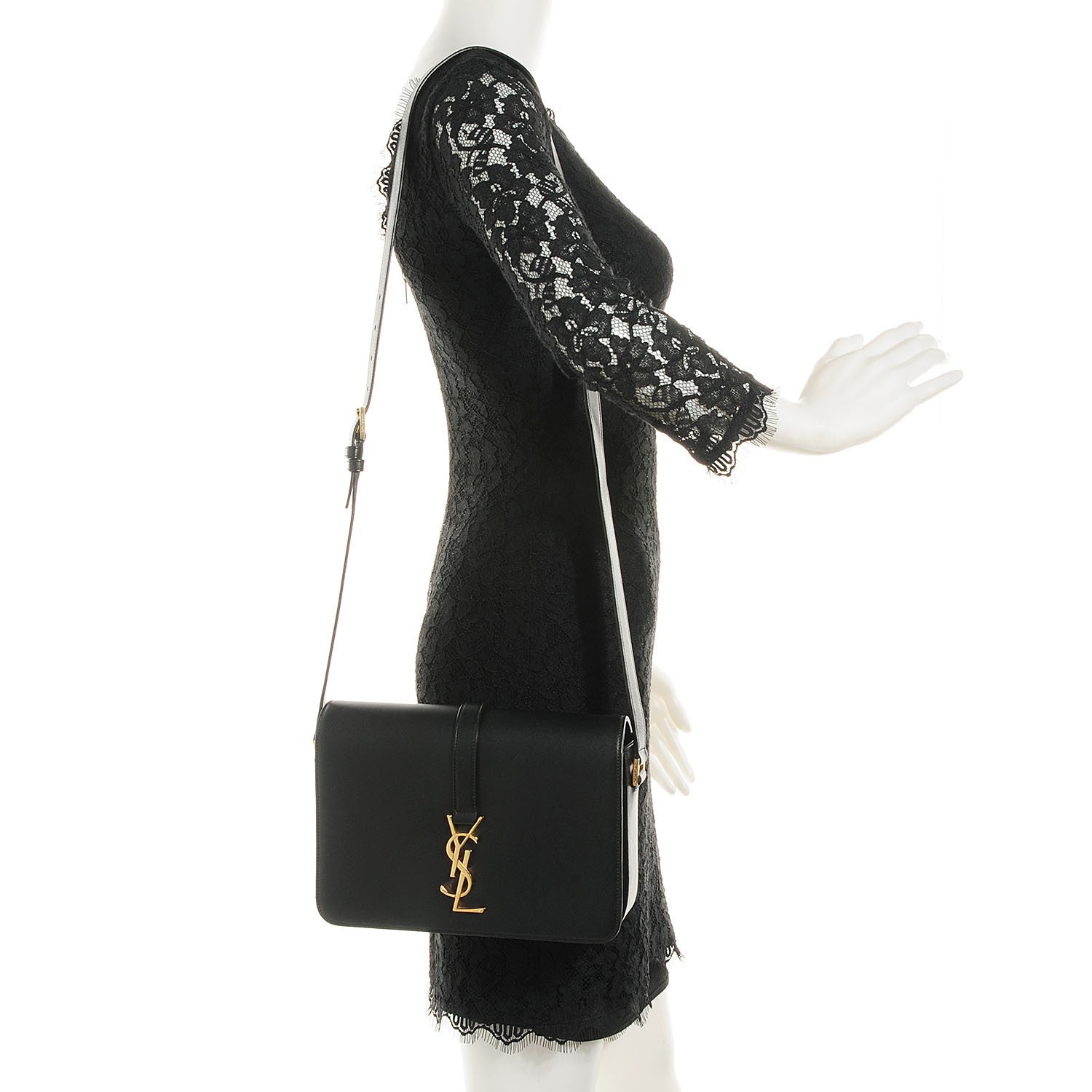Saint Laurent Smooth Calfskin Medium Classic Monogram Universite Bag Black 2 of 9
