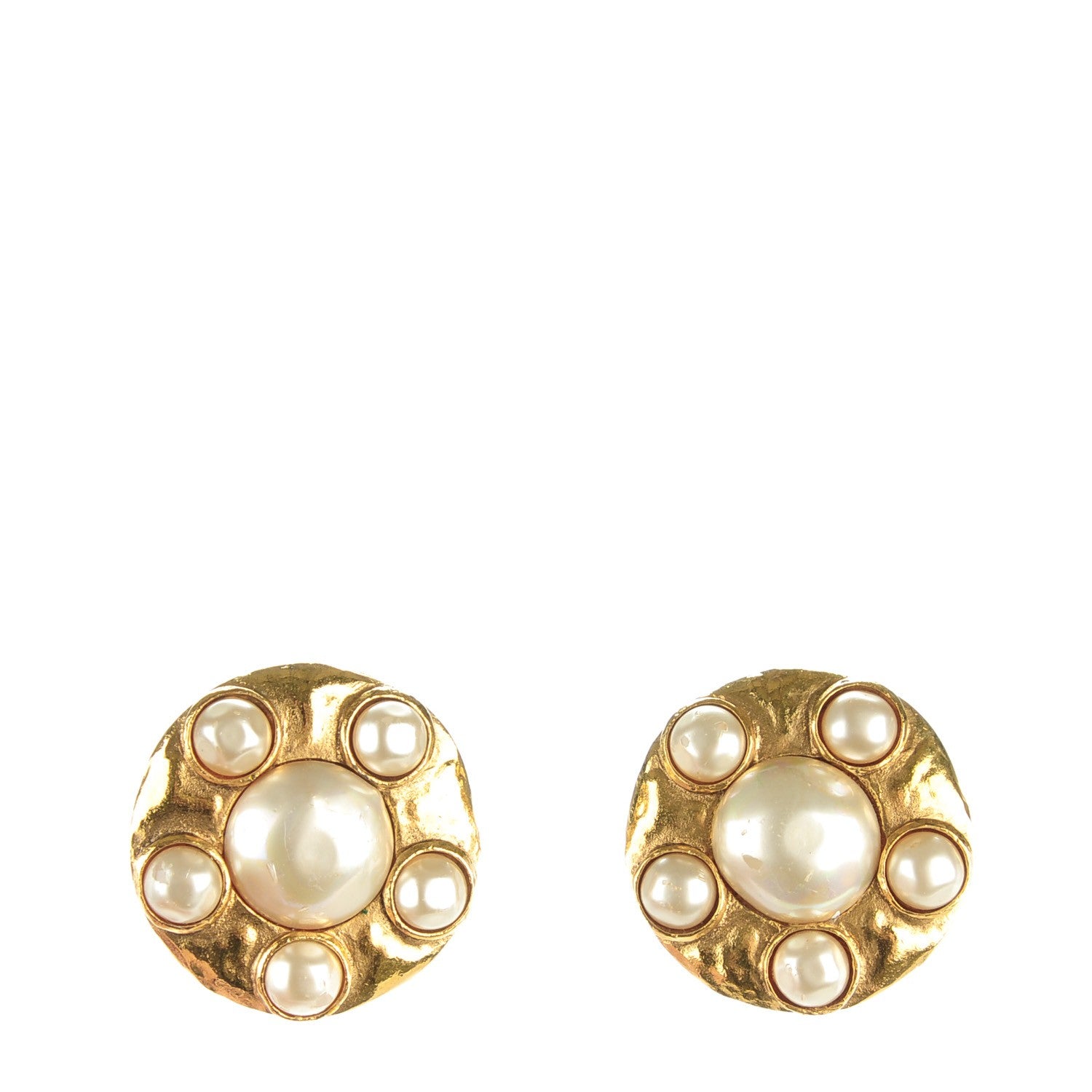 Chanel Pearl Clip On Earrings Gold 1 of 5