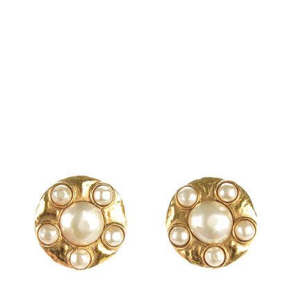 Chanel Pearl Clip On Earrings Gold 1 of 5