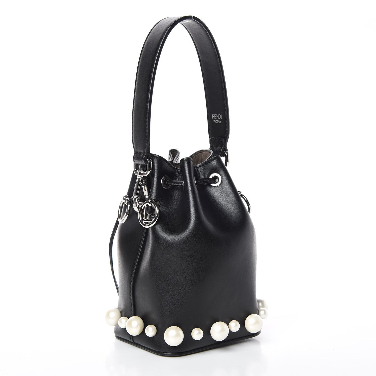 Vitello Liberty Pearl F is Fendi Mini Mon Tresor Bucket Bag Black