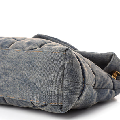 Saint Laurent Denim Quilted Medium Loulou Puffer Monogram Chain Satchel Blue Cinnamon 7 of 10