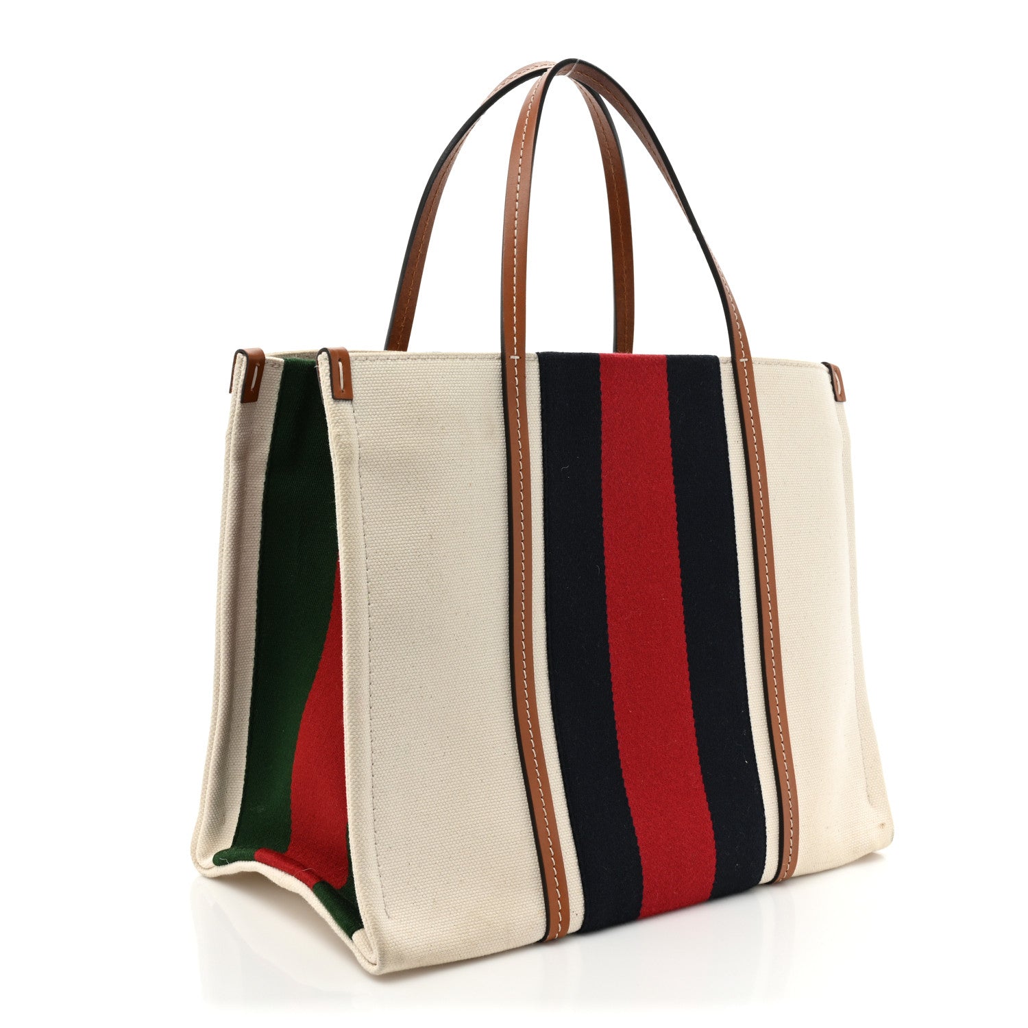 Gucci Canvas Calfskin Web Small Interlocking G Tote Bag Red Blue 3 of 13