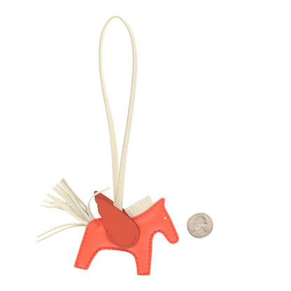 Hermes Milo Lambskin Grigri Rodeo Pegase Horse Bag Charm PM Orange Poppy Craie Terre Battue 2 of 4