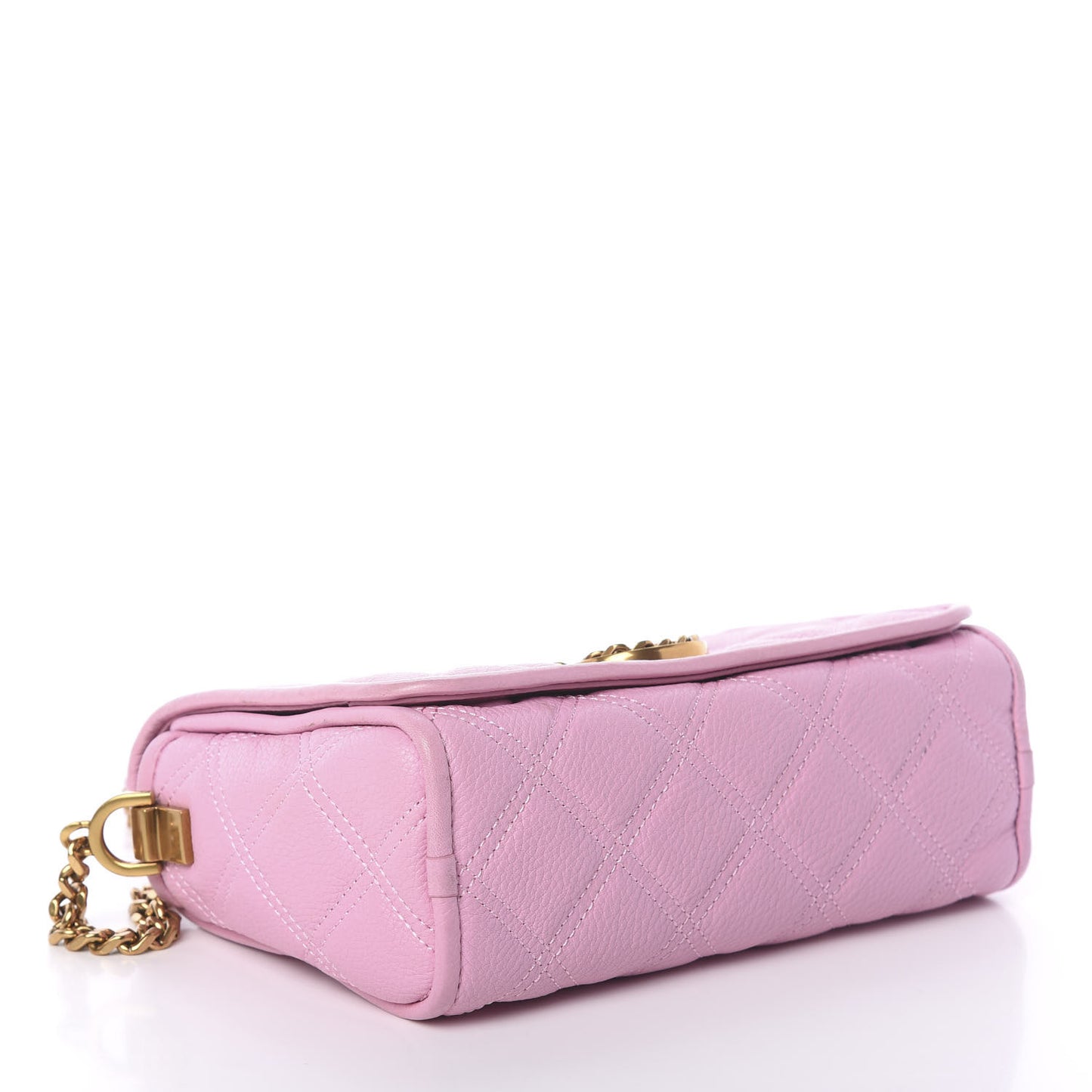 Grained Calfskin Quilted Double Stitched The Status Flap Crossbody Bag Pink