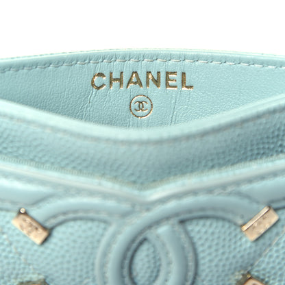 Chanel Caviar Quilted Filigree Card Holder Light Blue 6 of 7