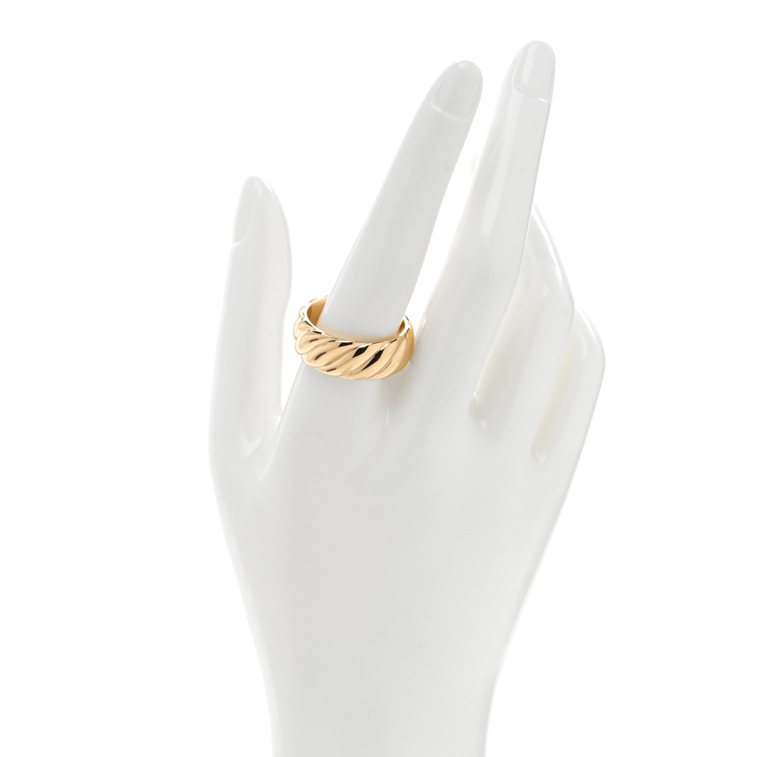 David Yurman 18K Yellow Gold 9mm Sculpted Cable Band Ring 65 11 2 of 5