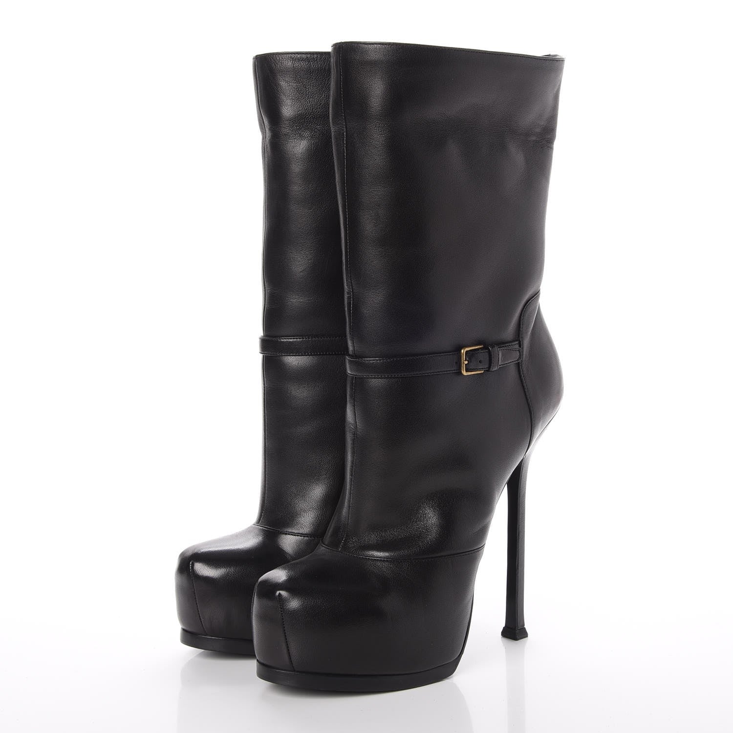 Saint Laurent Nappa Shearling Tribtoo 105 Platform Boots Black 5 of 15
