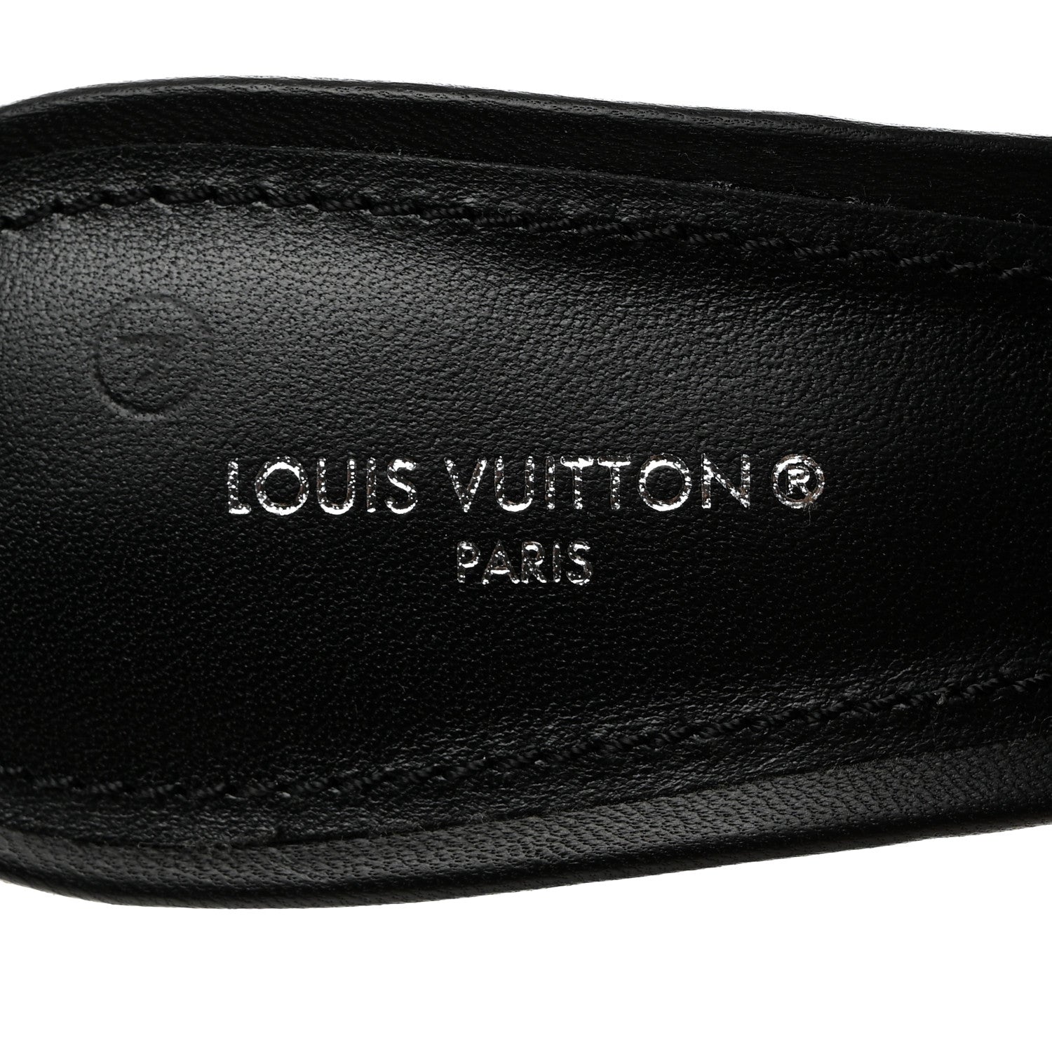 Louis Vuitton Lambskin Embossed Monogram Revival High Heel Mules 37.5 Black 6 of 10