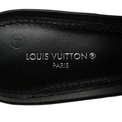 Louis Vuitton Lambskin Embossed Monogram Revival High Heel Mules 37.5 Black 6 of 10