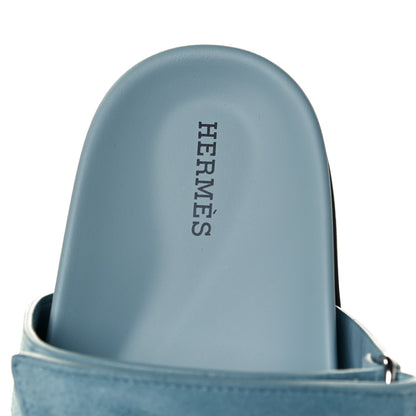 Hermes Suede Goatskin Womens Chypre Sandals 39.5 Vert d'eau 7 of 10