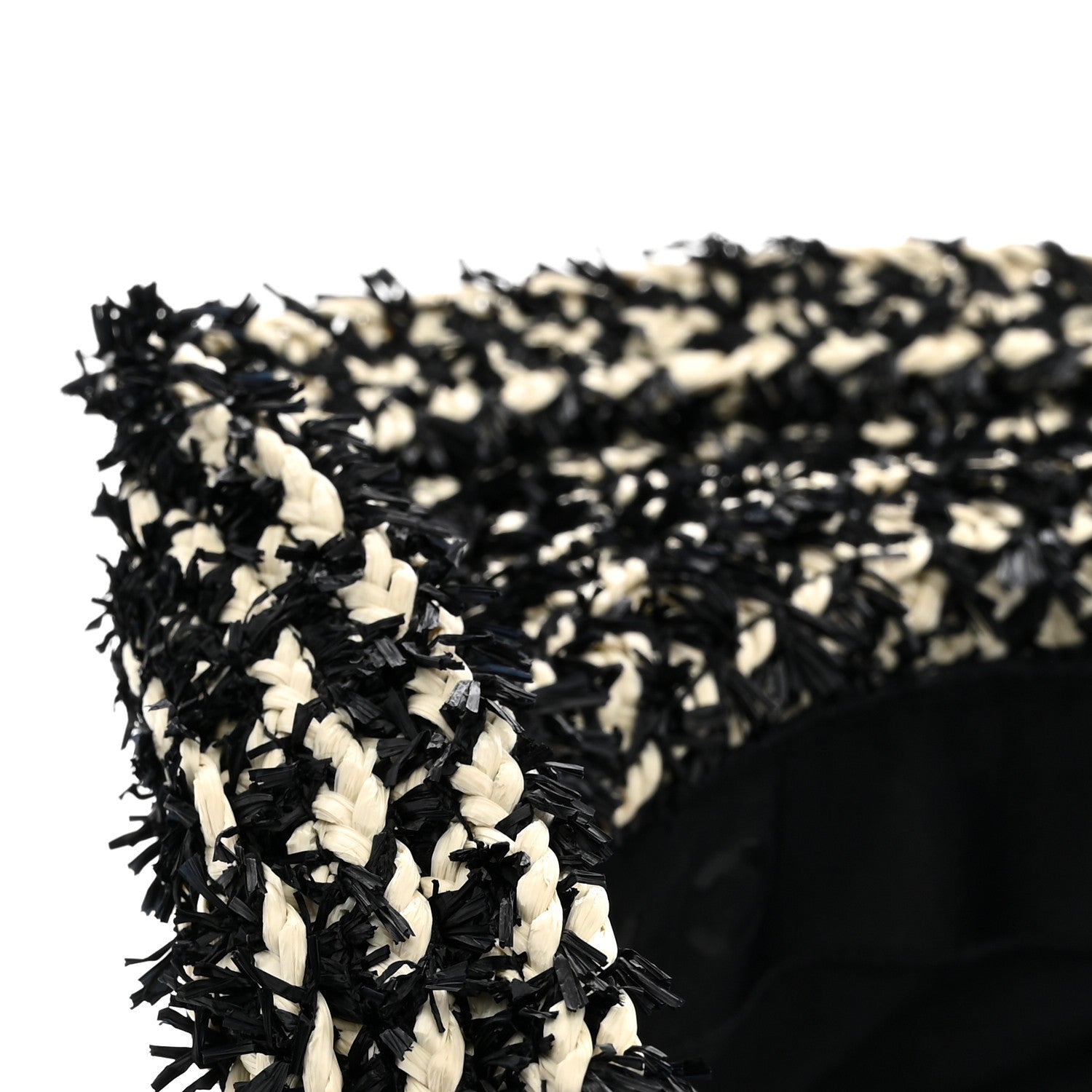 Chanel Abaca Cotton Ribbon Visor Black Beige 8 of 9