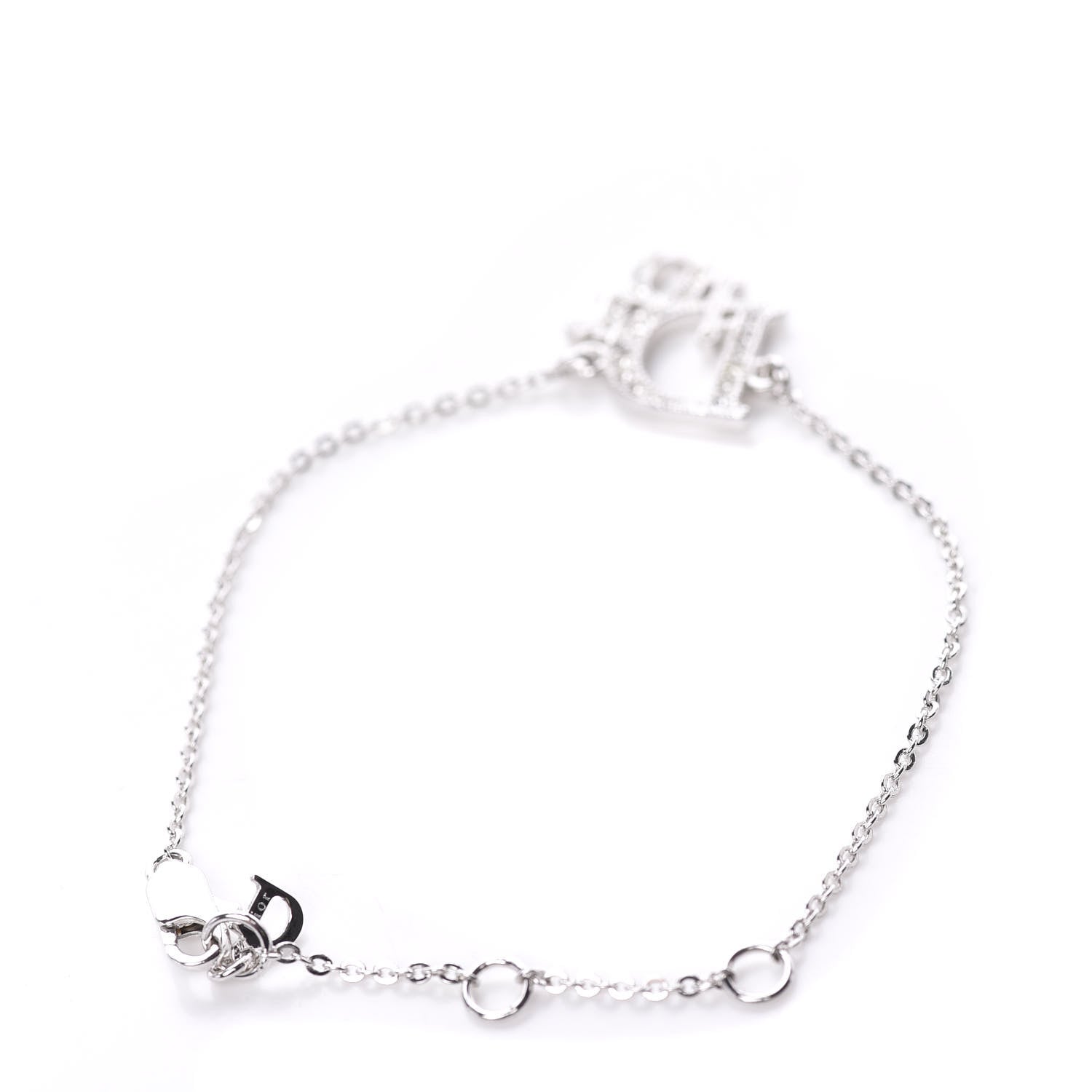 Christian Dior Crystal Logo Bracelet Silver 2 of 3