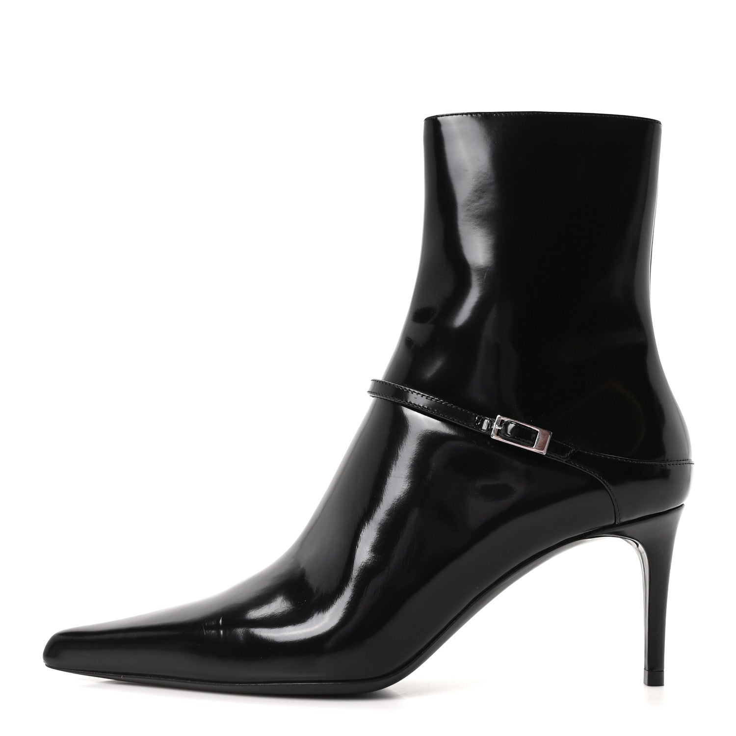 Saint Laurent Patent Vendome Buckle Ankle Booties 37 Black 1 of 9