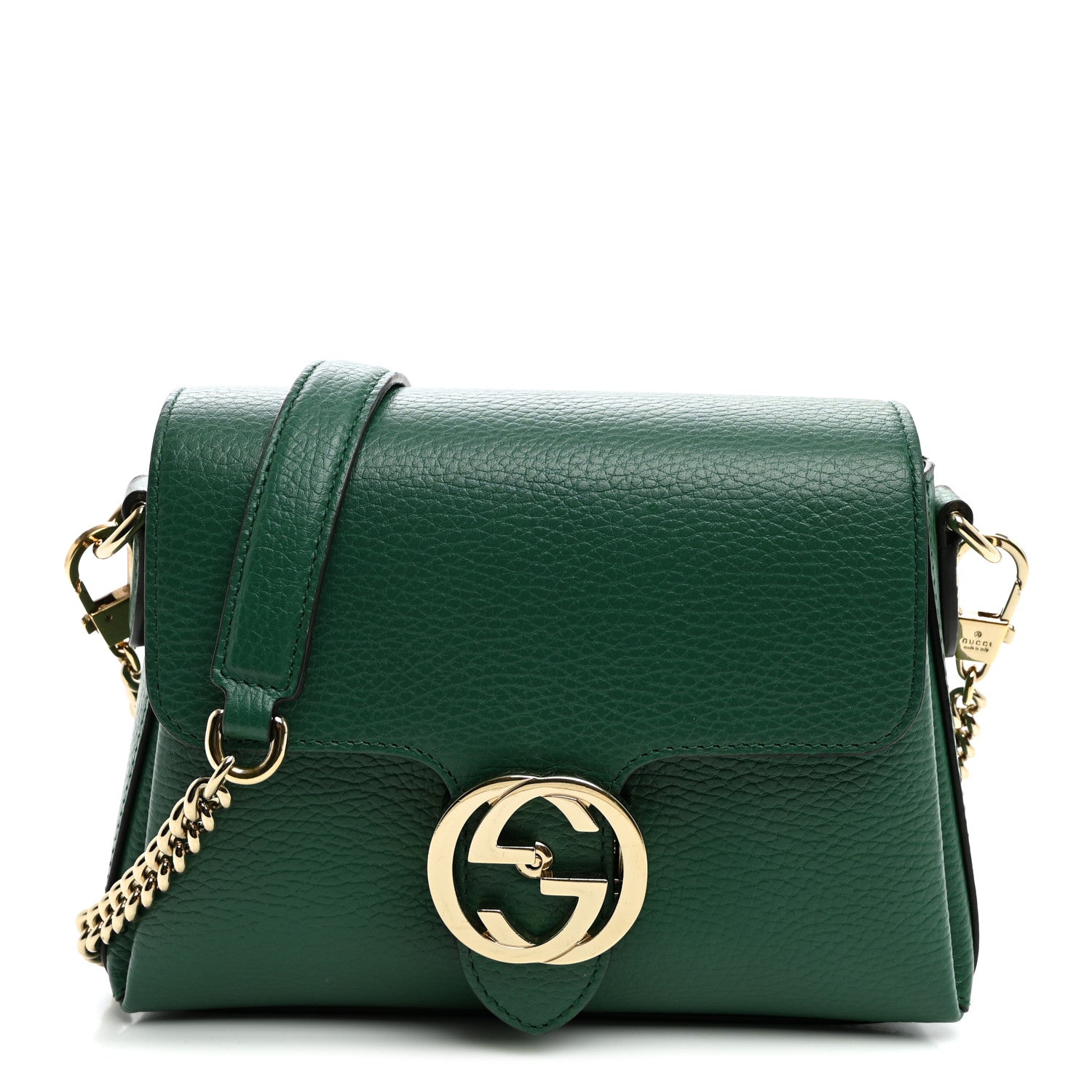 Gucci Dollar Calfskin Interlocking G Crossbody Bag Emerald 1 of 9