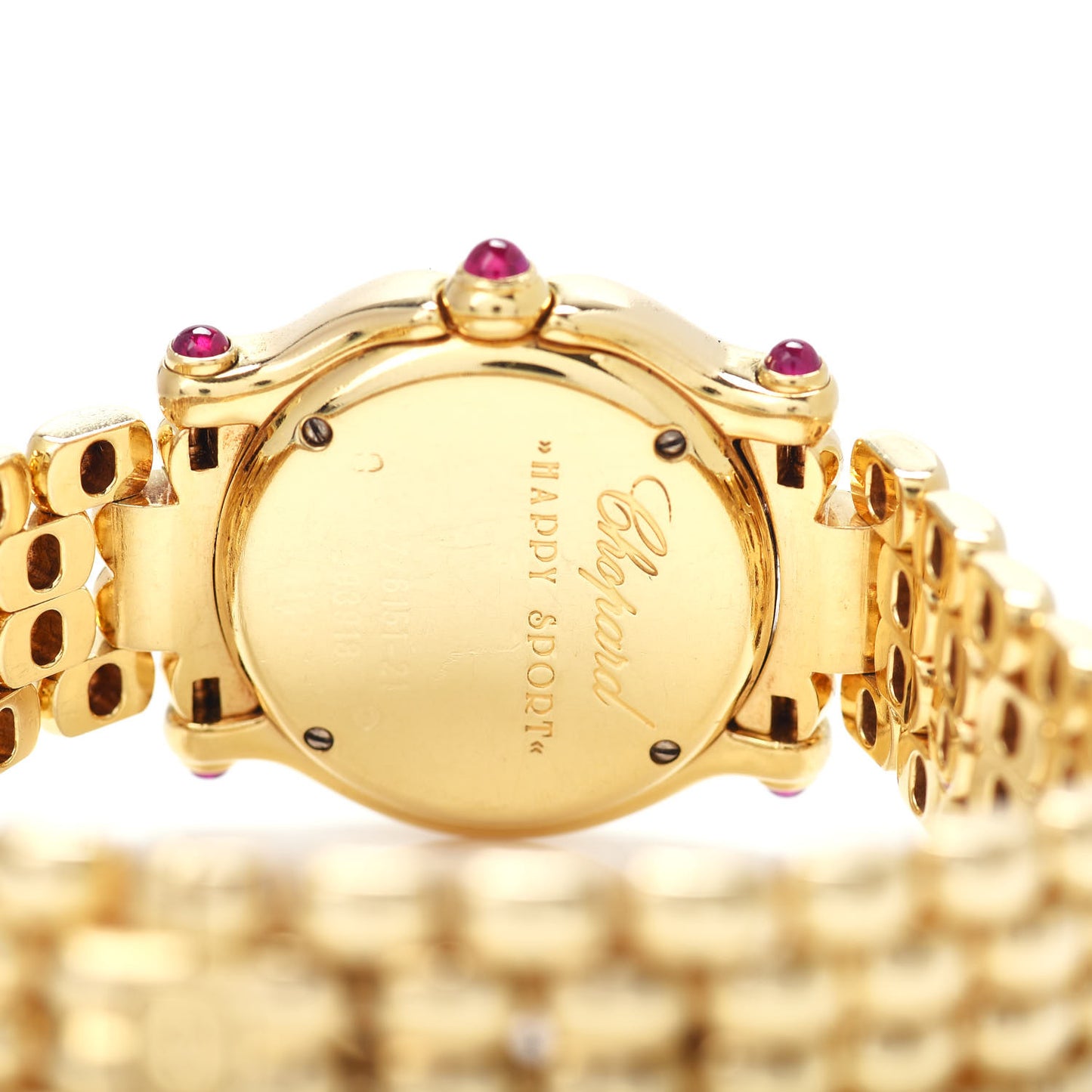 18K Yellow Gold Diamond Pave Bezel 26mm Happy Sport Quartz Watch