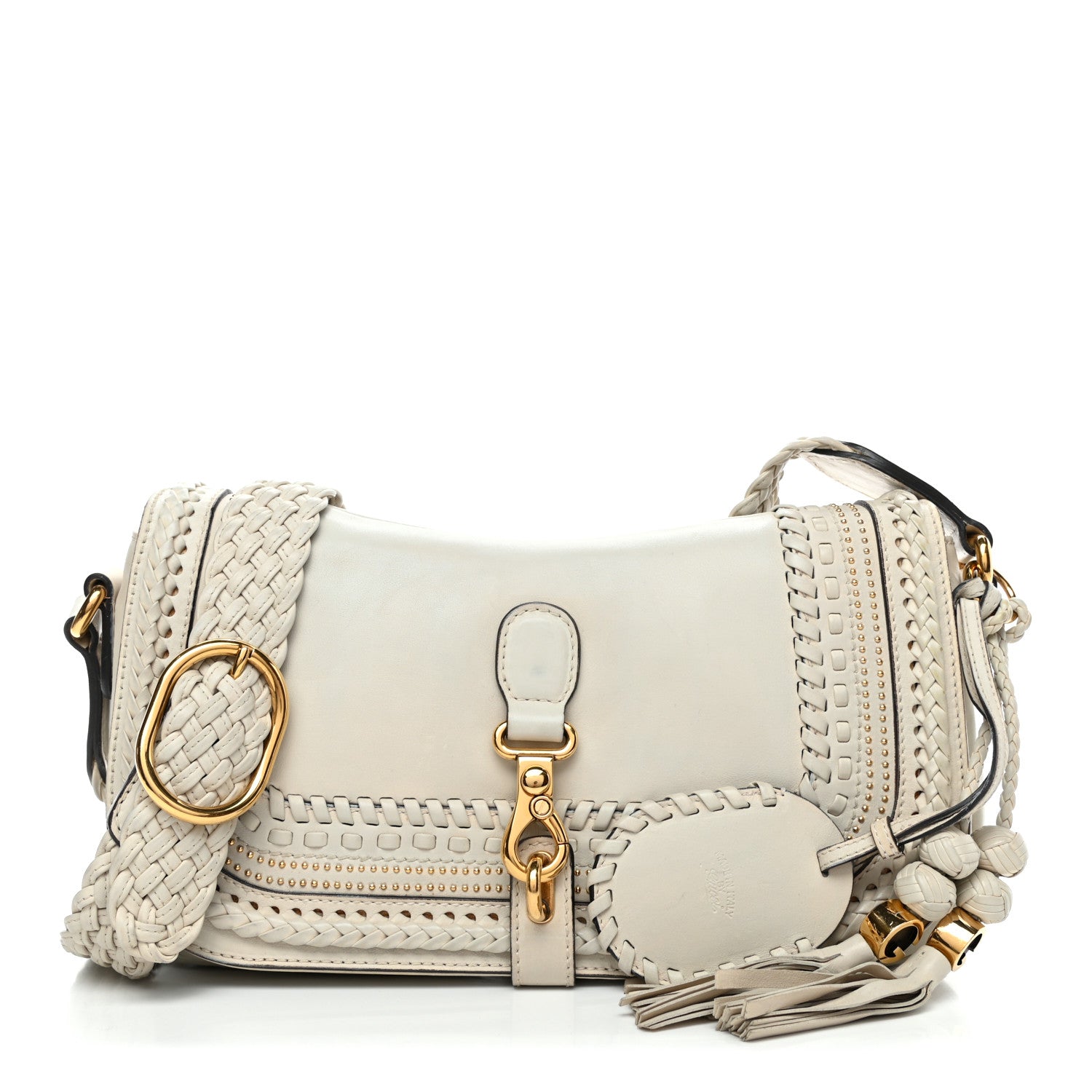 Gucci Calfskin Handmade Medium Flap Shoulder Bag Off White 1 of 5