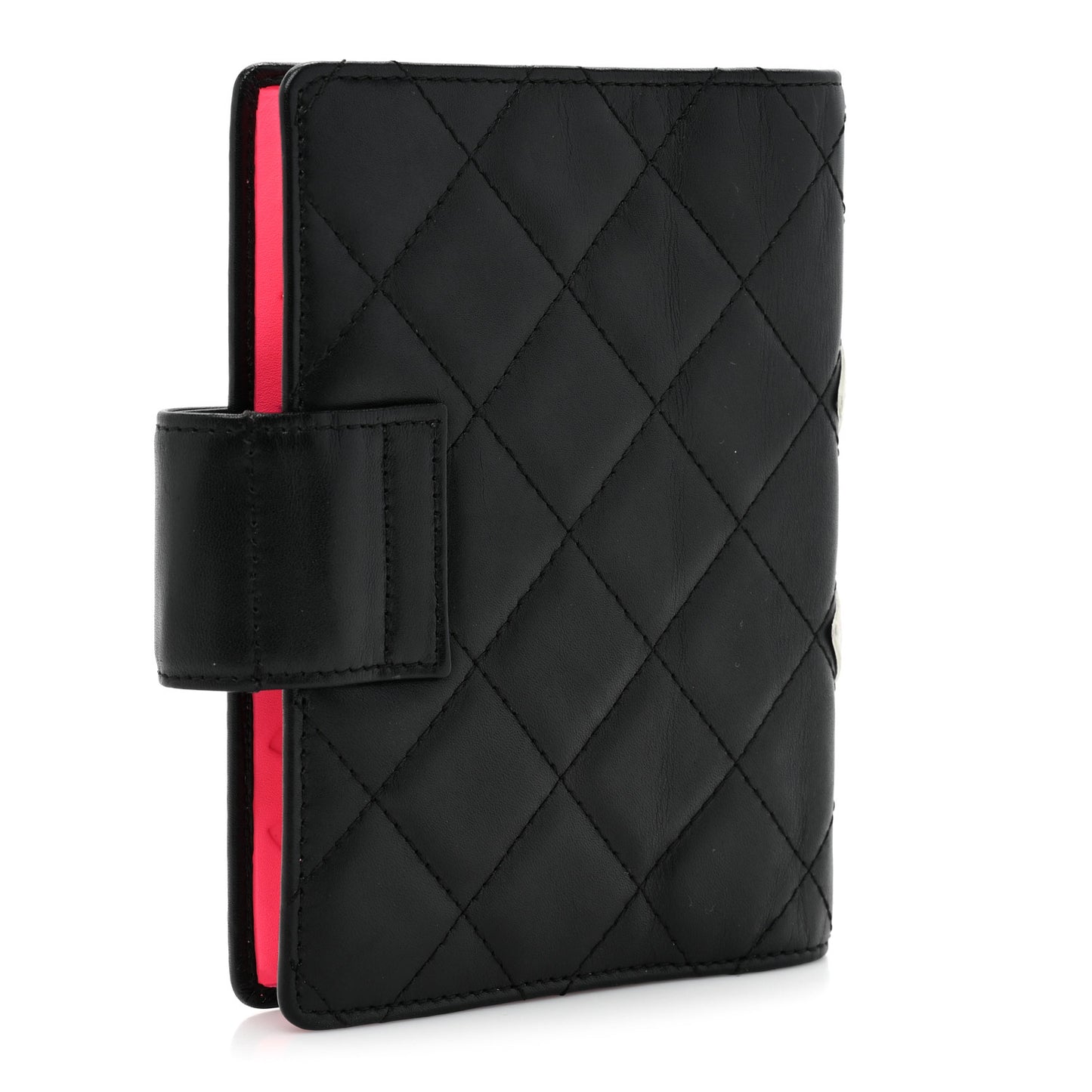 Calfskin Quilted Small Cambon Agenda Planner Black White