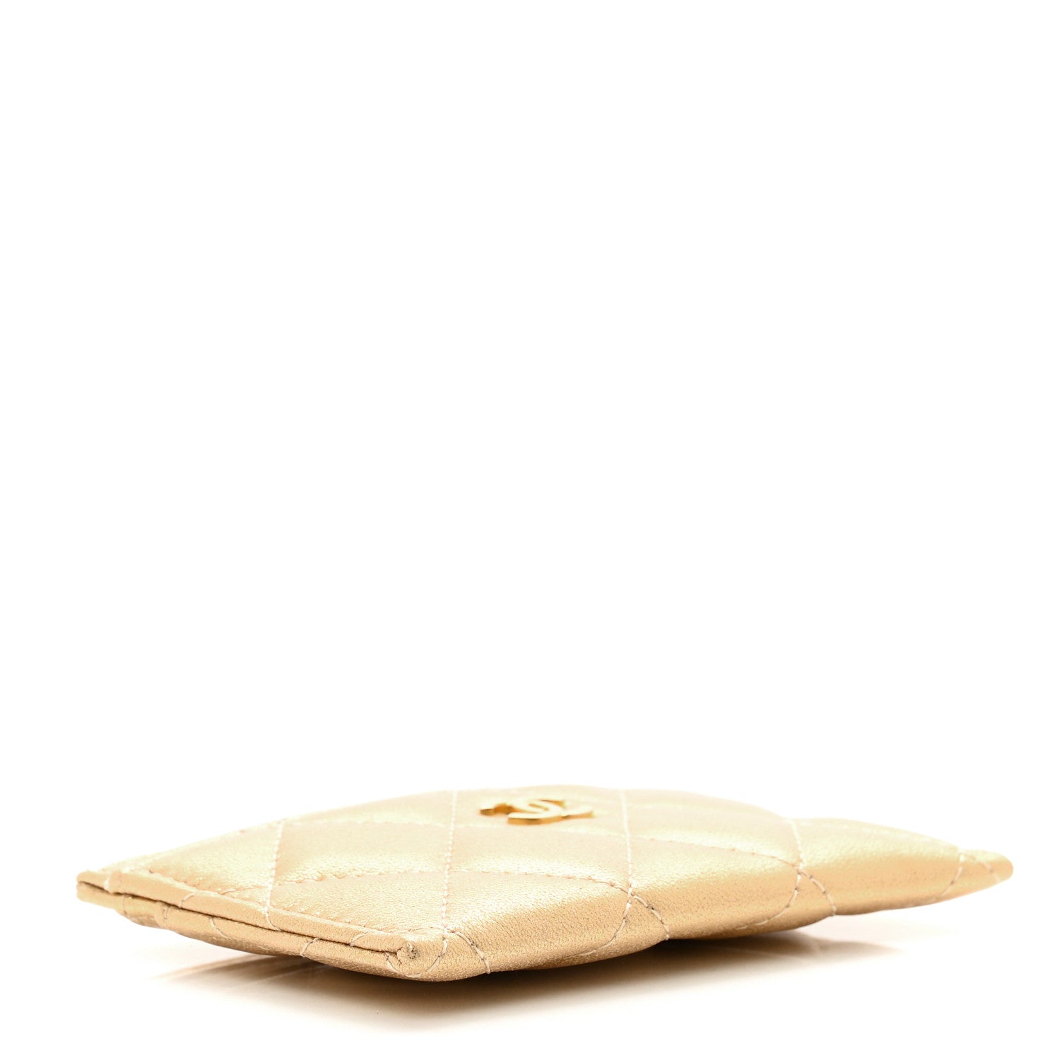 Chanel Metallic Lambskin Quilted CC Card Holder Gold 4 of 9