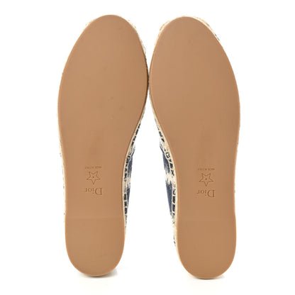 Christian Dior Cotton D-Stripes Embroidered Granville 15mm Espadrilles 37 Deep Blue 5 of 8