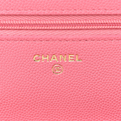 Chanel Caviar Quilted Textured CC Wallet On Chain WOC Pink 6 of 13