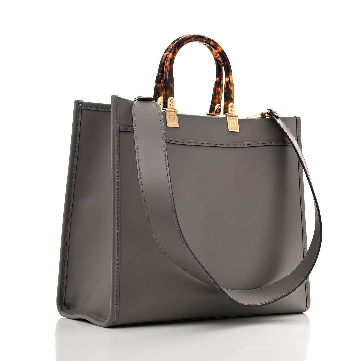 Vitello King Plexiglass Logo Embossed Medium Fendi Sunshine Shopper Tote Moon