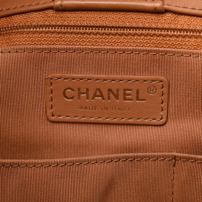 Chanel Lambskin Quilted Large Drawstring Shoulder Bag Dark Beige 6 of 10