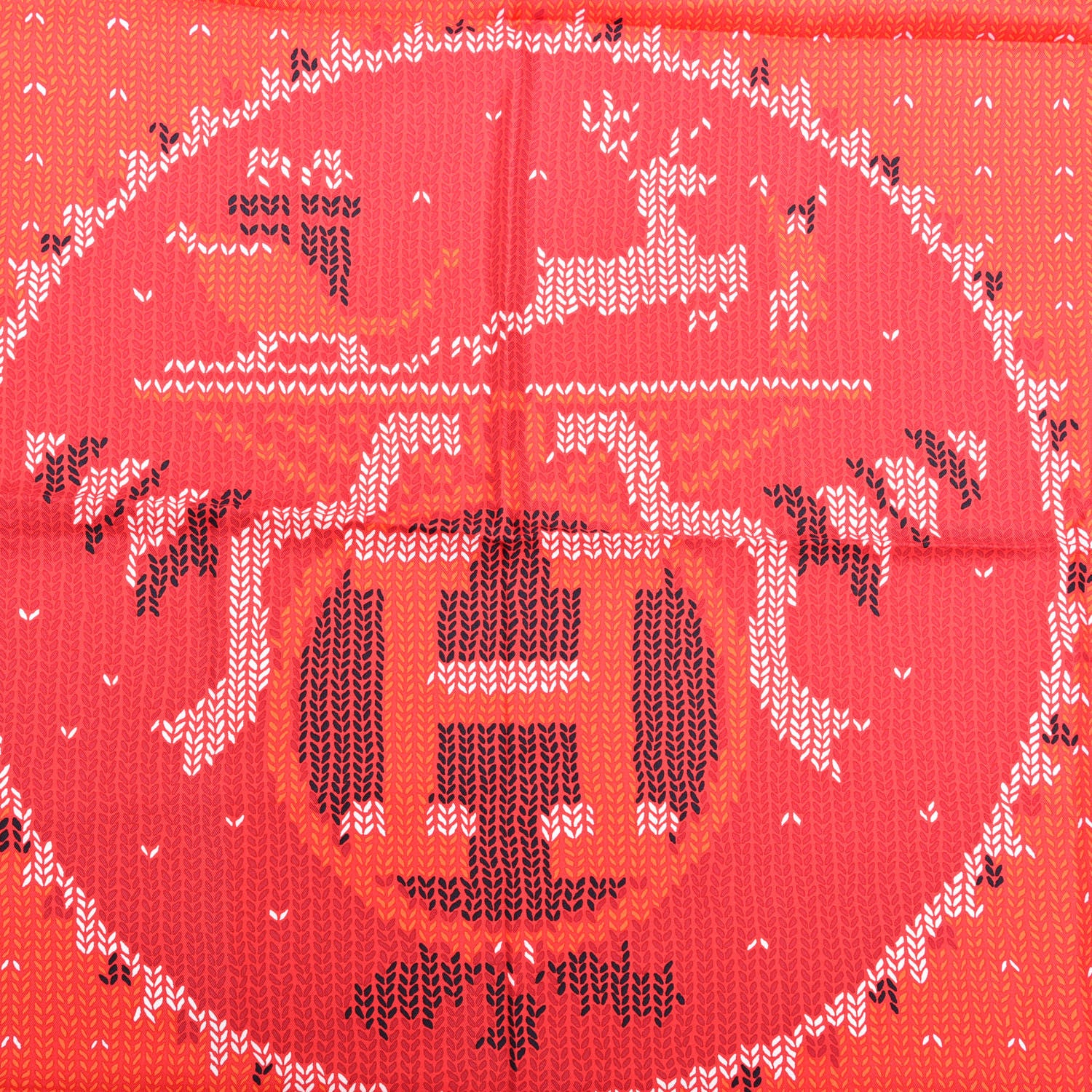 Hermes Silk Au Coin Du Feu Scarf 90 Rouge Bordeaux Black 3 of 4
