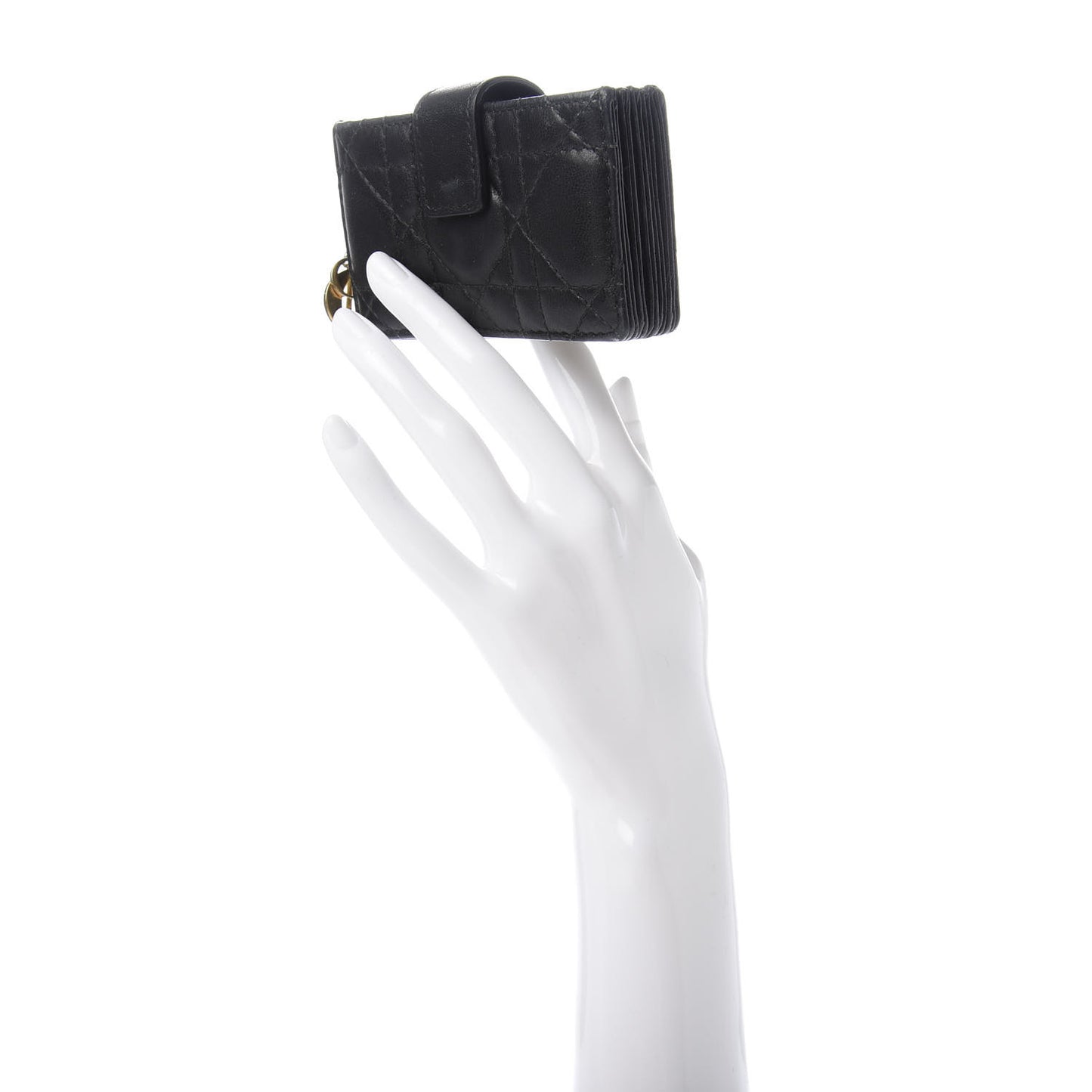 Lambskin Cannage Lady Dior 5-Gusset Card Holder Black