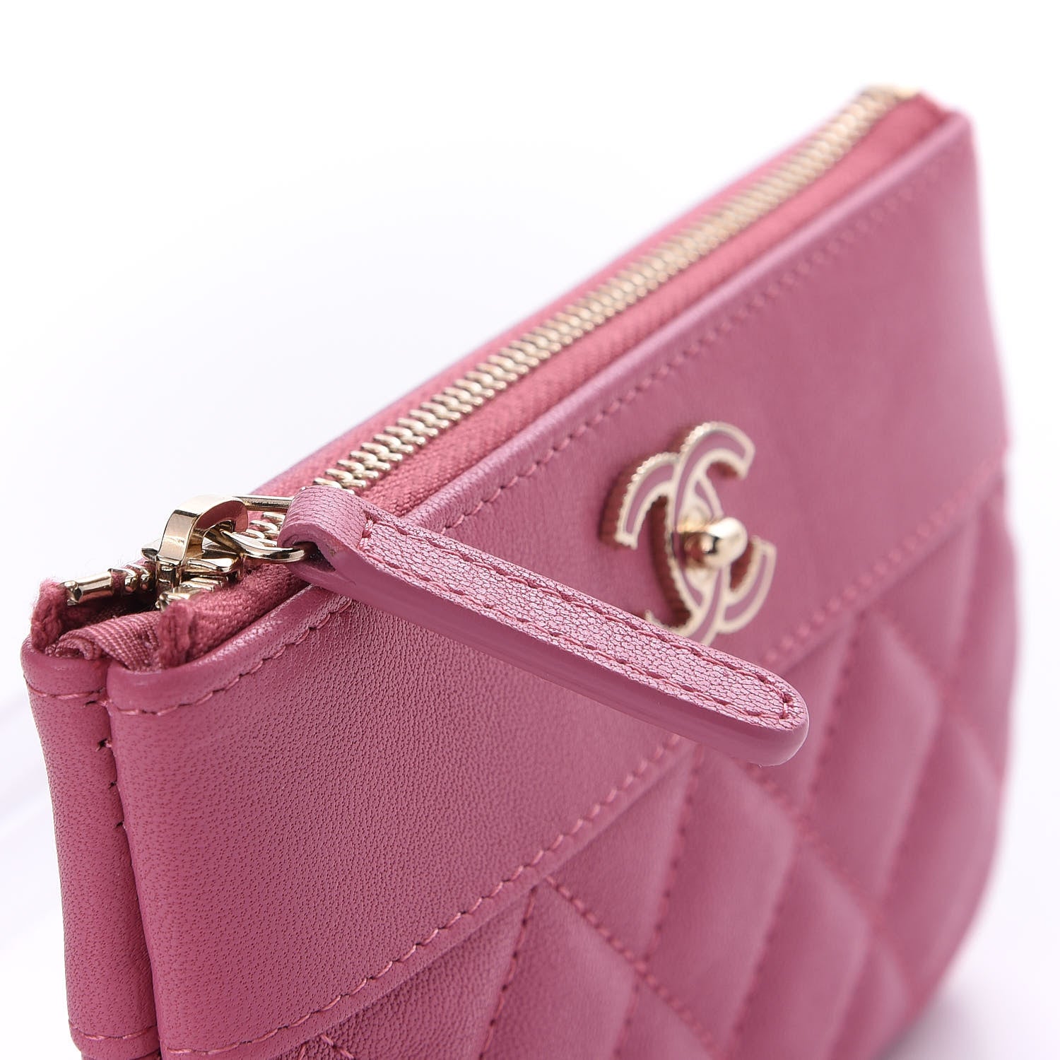 Chanel Sheepskin Quilted Small Vintage Mademoiselle Cosmetic Case Dark Pink 10 of 11