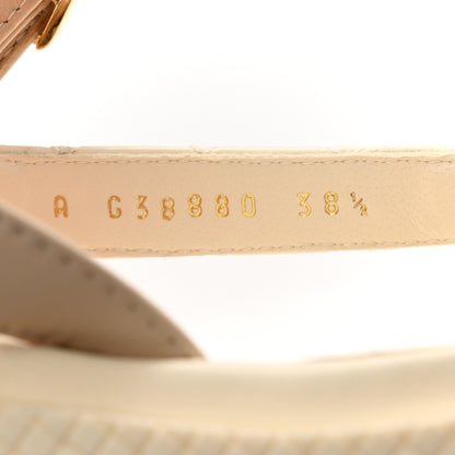Chanel Lambskin Logo Platform Sandals 38.5 Beige Ivory White 9 of 10
