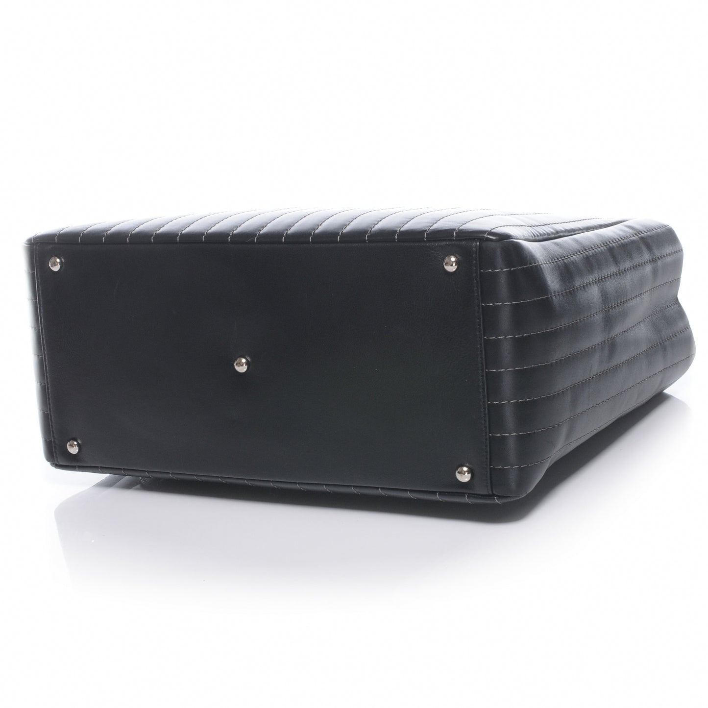 Lambskin Vertical Quilted Large Mademoiselle Tote Black