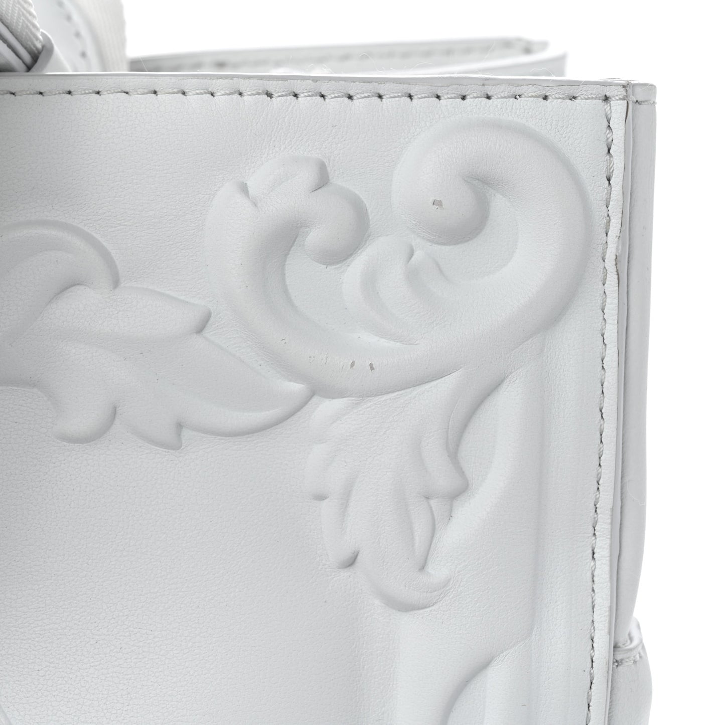 Calfskin LV Ornament Sac Plat 24H Optic White