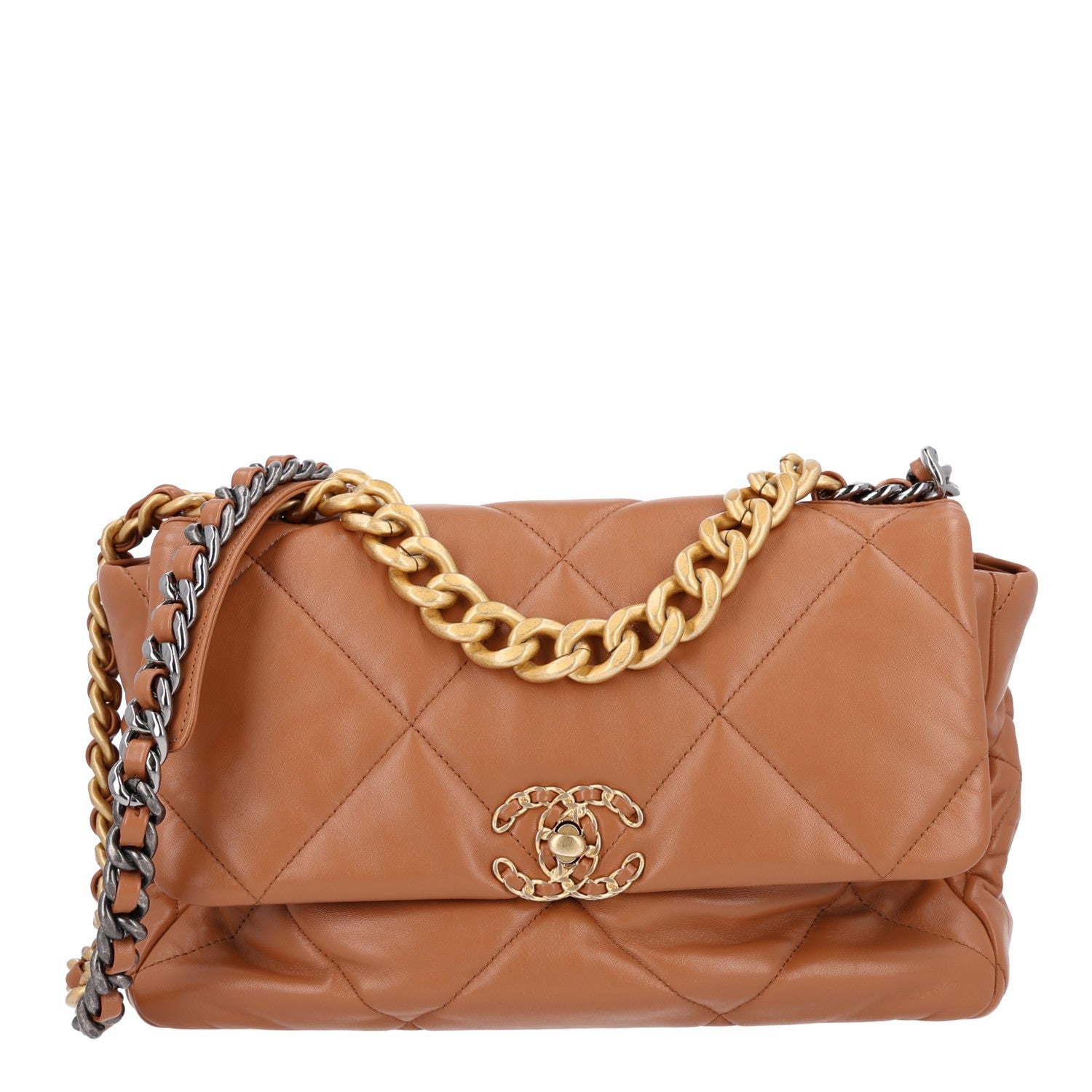 Chanel Lambskin Quilted Large Chanel 19 Flap Brown 1 of 10