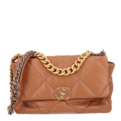 Chanel Lambskin Quilted Large Chanel 19 Flap Brown 1 of 10