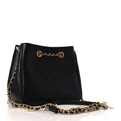 Chanel Calfskin Stitched Small Egyptian Amulet Drawstring Bag Black 3 of 9