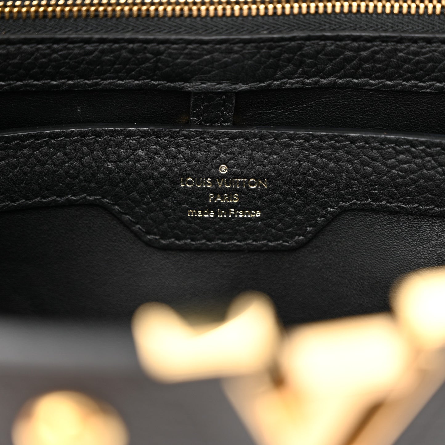 Taurillon Studded Capucines PM Black