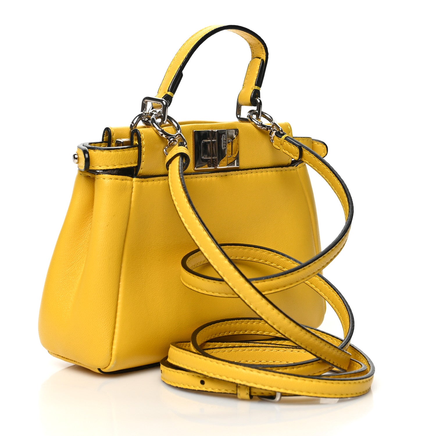 Fendi Shiny Nappa Micro Peekaboo Iconic Satchel Sunflower 5 of 17