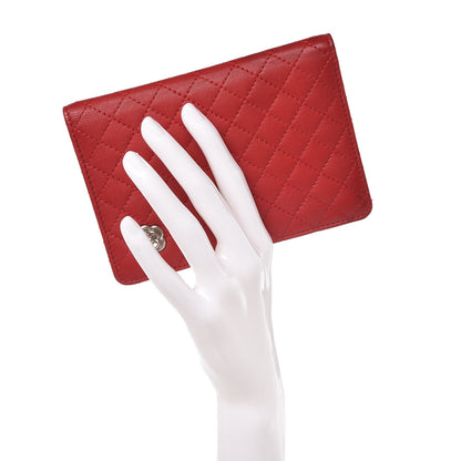 Chanel Lambskin Quilted Camellia Passport Holder Red 2 of 10