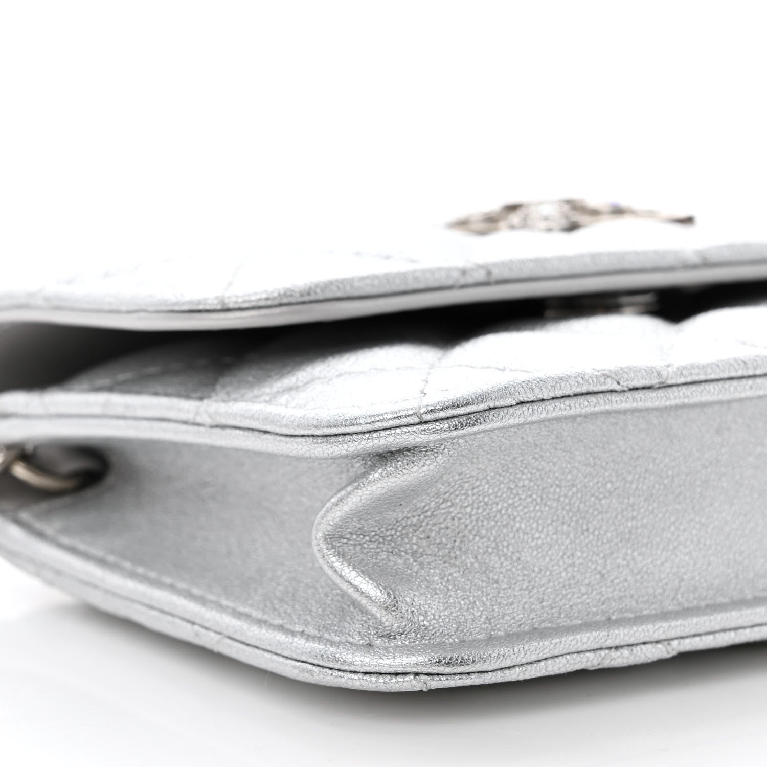 Chanel Metallic Lambskin Crystal Quilted Star Chain Belt Bag Silver 10 of 12