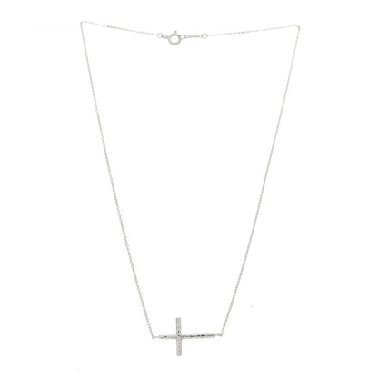 Tiffany Sterling Silver Paloma Picasso Hammered Sideways Cross Pendant Necklace 3 of 5
