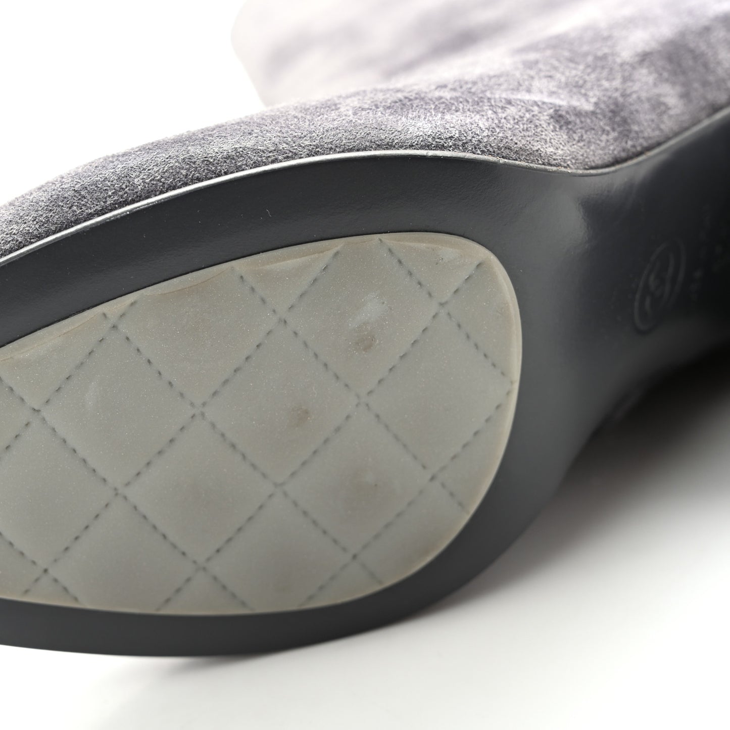 Suede Calfskin CC Short Boots 37.5 Grey
