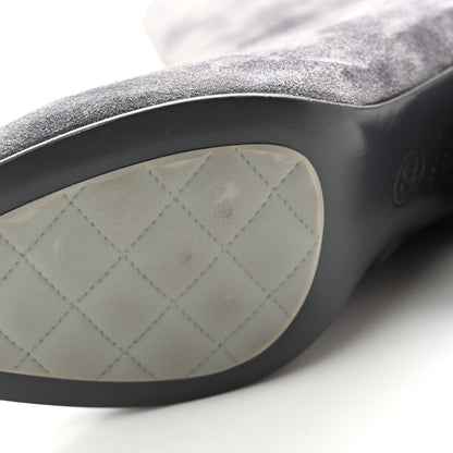Chanel Suede Calfskin CC Short Boots 37.5 Grey 10 of 11